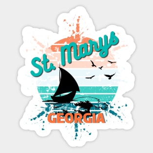 St. Marys Georgia Retro Vintage Exploding Sunset Sticker